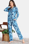 Zivame Indigo Wild Knit Poly Pyjama Set - Moonlight Ocean — thumbnail 2
